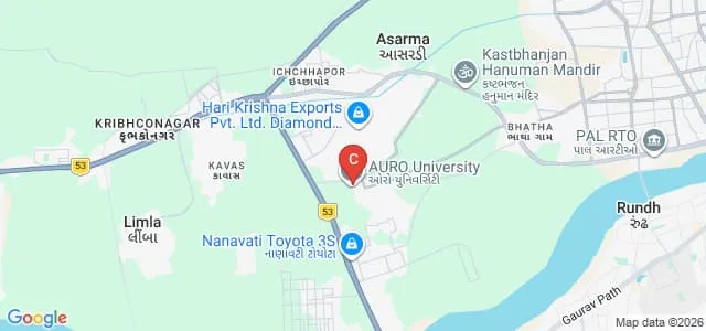 Auro University, Surat Map