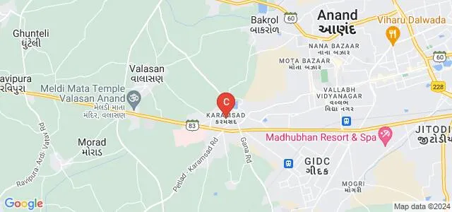 Bhaikaka University, Karamsad Map
