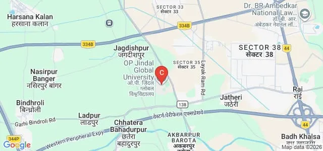 OP Jindal Global University, Sonipat Map