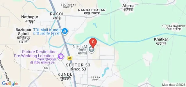National Institute of Food Technology Entrepreneurship and Management, Sonepat Map