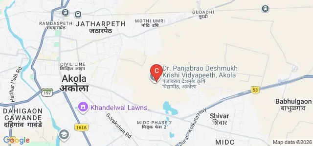 Dr Panjabrao Deshmukh Krishi Vidyapeeth, Akola Map