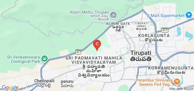 Sri Padmavati Mahila Visvavidyalayam, Tirupati Map