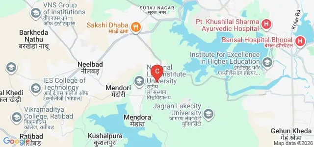 National Law Institute University, Bhopal Map