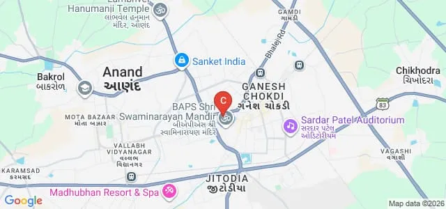 Smt Hiraba Motibhai Patel Institute of Performing Arts, Anand Map