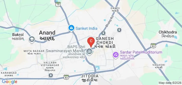 Shree JM Patel PG Studies and Research in Humanities, Anand Map
