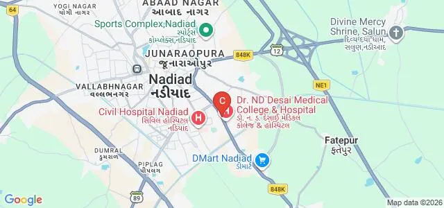 Dharmsinh Desai University, Faculty of Dental Science, Nadiad Map