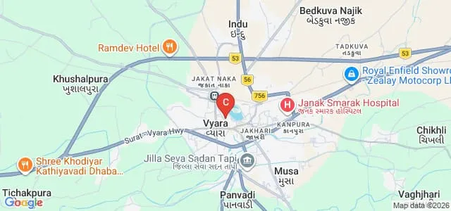 Smt RP Chauhan Arts and Smt JK Shah and Shri KD Shah Commerce College, Tapi Map