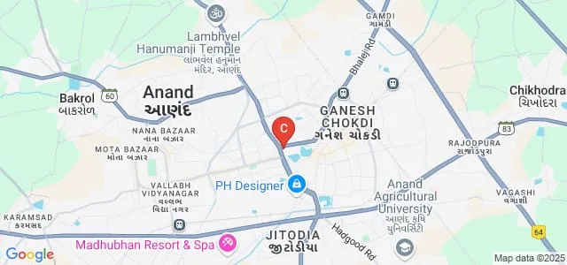 Anand Institute of Social Work, Anand Map