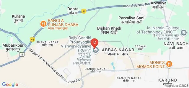 School of Nanotechnology, Rajiv Gandhi Proudyogiki Vishwavidyalaya, Bhopal Map