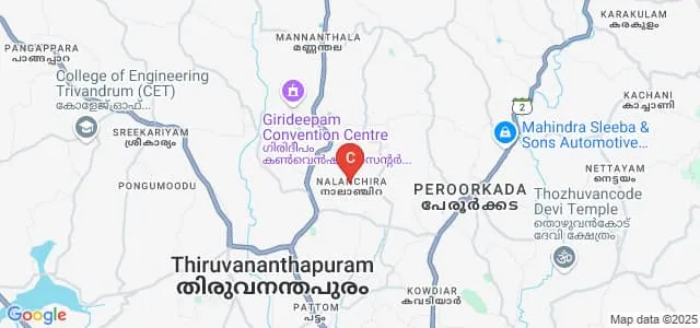 Bethany Navajeevan College of Physiotherapy, Nalanchira Map
