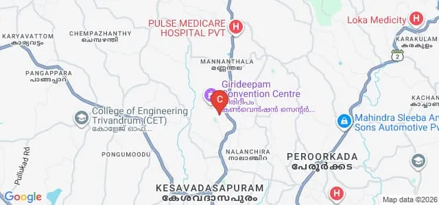 Mar Ivanios College, Nalanchira Map