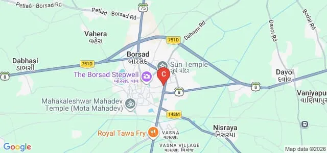 Patel JB Rudelwala Arts, Patel AM Rudelwala Commerce and Patel JDK Davolwala Science College, Borsad Map
